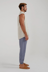 GUNS SLEEVELESS LINEN SHIRT IN OAK STRIPE