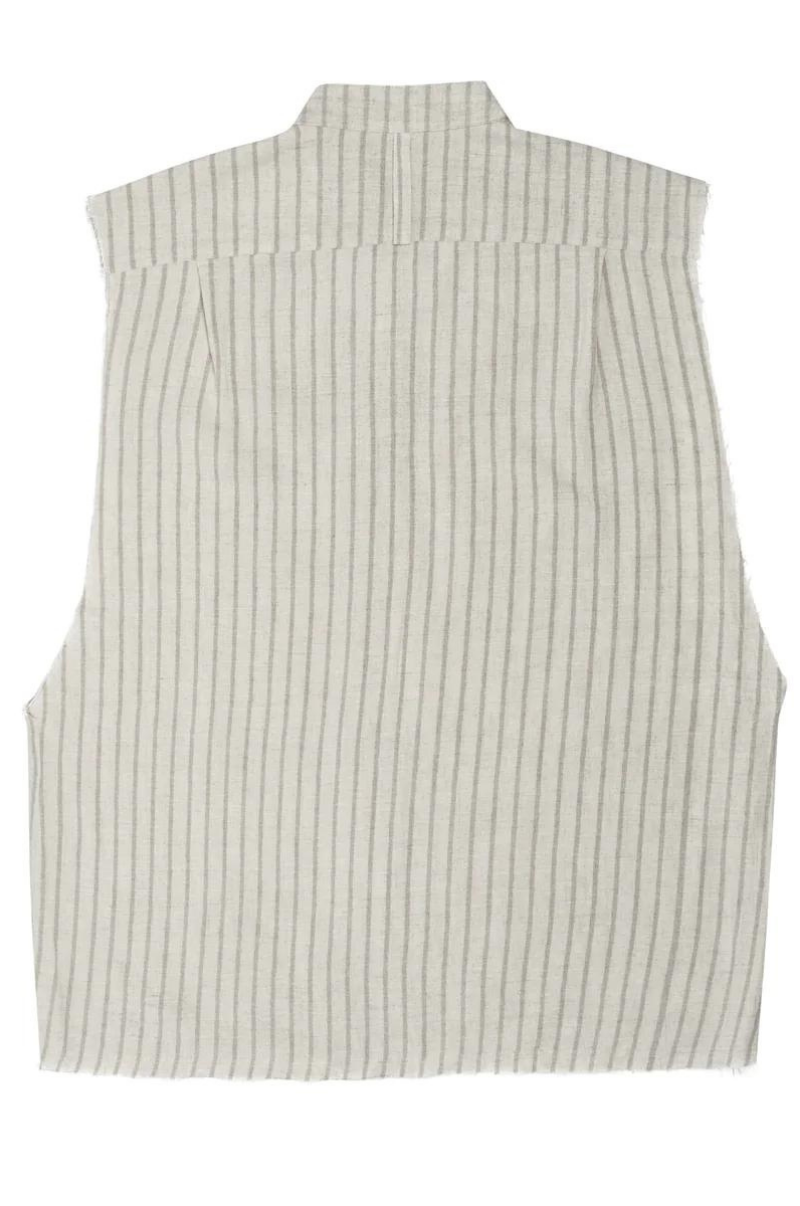 GUNS SLEEVELESS LINEN SHIRT IN OAK STRIPE