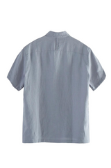 DATE NIGHT SHORT-SLEEVE LINEN SHIRT IN SLATE