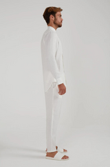 MILE HIGH LONG SLEEVE LINEN SHIRT IN WHITE