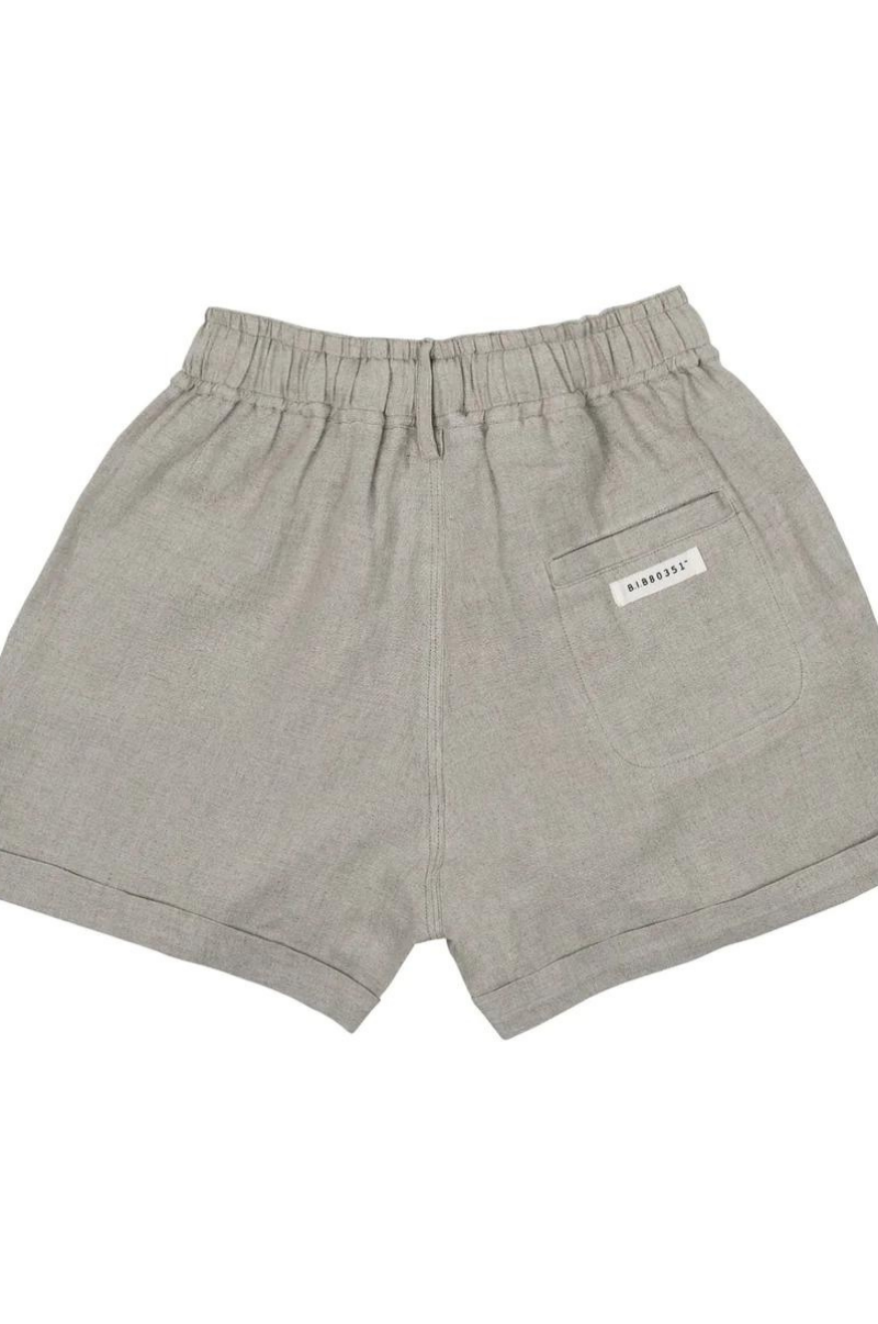 CUFFED LOUNGE LINEN SHORTS IN OAK