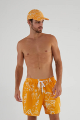 RECYCLED SWIM SHORTS IN MANGO TATTOO PRINT