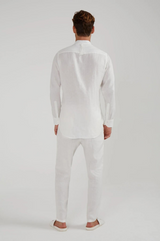 MILE HIGH LONG SLEEVE LINEN SHIRT IN WHITE