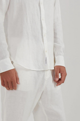 MILE HIGH LONG SLEEVE LINEN SHIRT IN WHITE