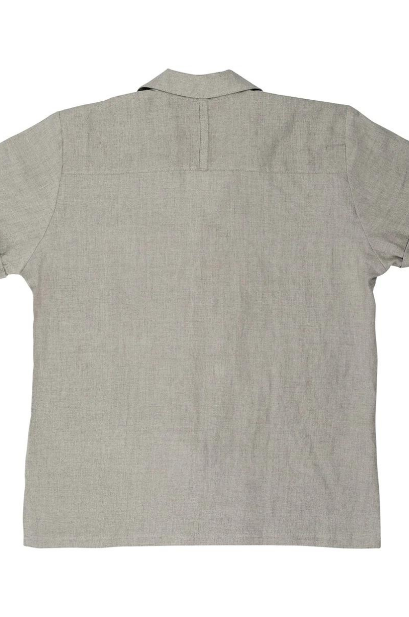 DIMANA DISCO SHORT-SLEEVE LINEN SHIRT IN OAK