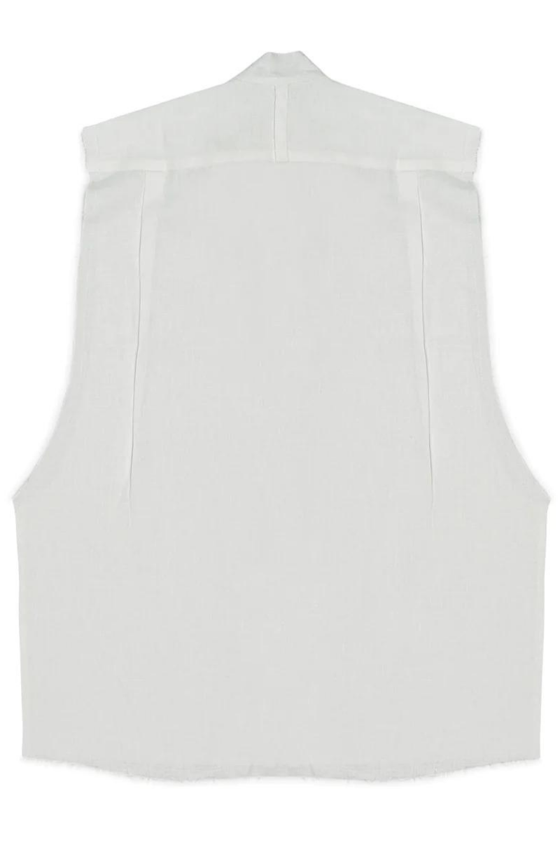 GUNS SLEEVELESS LINEN SHIRT IN WHITE