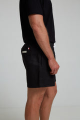 24/7 LOUNGE LINEN SHORTS IN BLACK