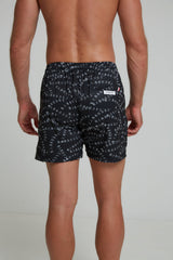 RECYCLED SWIM SHORTS IN BLACK BIB-80351 PRINT