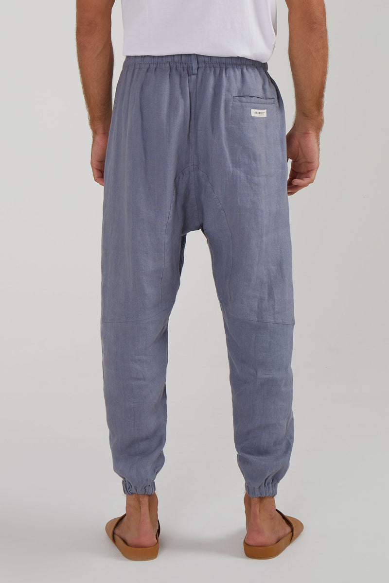 SOCIETY LOUNGE LINEN LONG PANTS IN SLATE