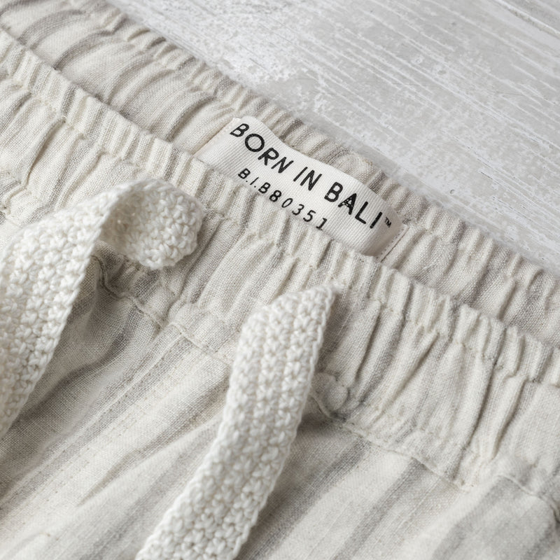 SOCIETY LOUNGE LINEN LONG PANTS IN OAK STRIPE